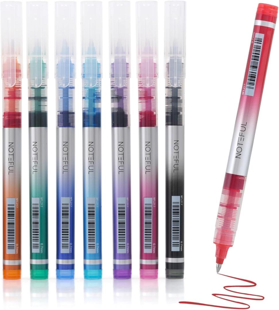 Liquid Ink Rollerball Pens, Multicolor 0.7mm Medium Point Tip, Rolling pen for Drawing, Coloring, Journaling, Smooth Writing, School & Office Supplies - Pack of 8