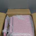 BSSN Farmhouse Laundry Storage Set - Metal Canister for Laundry Pods & Dryer Sheets, Glass Soap Dispenser & Toothbrush Holder | Pink Rustic Decor with Scoop | Laundry Room Organization