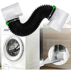 Dryer Vent Hose For Tight Space | Flexible Dryer Vent Connector Kit with 4 Inch 9.8 Feet Hose | Includes 2 90-degree Dryer Vent Elbow & Dryer Vent Duct | Easy Installation Space Saving (Black)