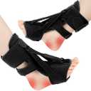 KTSAY Upgrade Plantar Fasciitis Night Splint & Relief Brace with Adjustable Straps - Support for Achilles Tendonitis, Heel Spur Pain, Day & Night Use (1, Black)