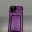 SSLOTSCASE for iPhone 15 Pro Max Case with Card Holder & Sliding Camera Lens Cover & Hidden Kickstand & Camera Stand & Wallet, Silicone Edge Durable Protective Case for iPhone 15 Pro Max, Dark Purple