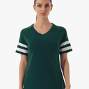 Womens Summer Short Sleeve V Neck Color Block T Shirts Striped Raglan Baseball Tees, Size:3X