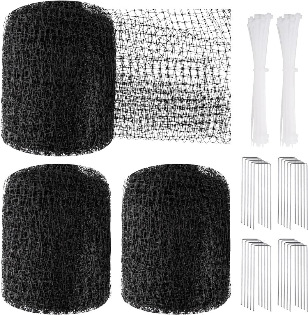 NONMON Bird Netting 5 x 100 FT Heavy Duty Garden Netting Deer Fence Netting Pest Barrier for Protect Fruit Trees, Plants and Vegetables Against Birds, Deer, Squirrels, Black - 2 Pack