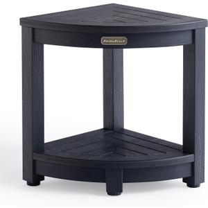 KaimuBench Shower Bench for Inside Shower, Poly Lumber Corner Shower Stool, Plastic Bathroom Bench Seat for Shaving Legs, Shower Chair Seat, Shower Foot Rest with Adjustable Feet, Non-Slip, Black
