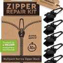 Zlideon Zipper Repair Kit for Narrow Zippers - 5pcs, Black | Instant Zipper Pull Replacement Slider for Dresses, Bedding, Hoodies, Light Jackets, Inner of Handbags | Easy to Install | Made in Germany