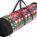 2 x ZOBER Round Christmas Gift Wrapping Paper Organizer Storage - 40 Inch Gift Wrap Storage Containers - Wrapping Paper Holder, Clear PVC with Durable 600D Oxford Fabric, Fits 25 Standard Rolls - Black