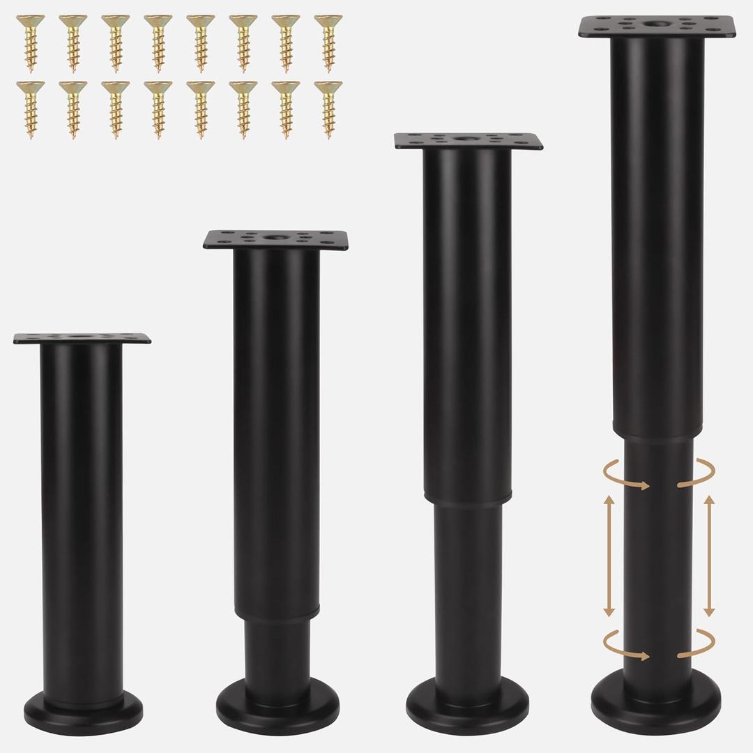 FIVEPEARS 4 PCS Adjustable Furniture Legs 4.72-7.08 Inch,Metal Adjustable Legs for Cabinet;Table;Sofa;BedReplacement Bed Frame Support Legs for Bed Frame/Bed Center Slat