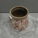 Ceramic Scroll Planter 6.5 Inch Chinoiserie Floral Vase with Drainage Holes Vintage Flower Vase Flower Pot Rustic Ceramic Pots for Indoor Plants Garden Home Bookshelf Decor(Retro Pink)