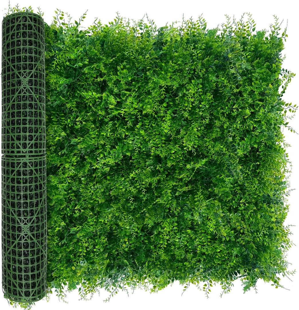 Greenery Faux Grass Wall Backdrop: 40"x120"33.5 SQFT UV-Anti Artificial Green Boxwood Panel for Patio Balcony Privacy & Ivy Fence Covering Privacy, Garden, Backyard Wall Backdrop Decor