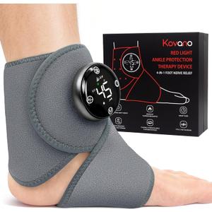 Large Fit Wearable Foot Massager Wrap, Cordless Heated Ankle Massager with Red Light, Portable for Foot Comfort & Circulation Support, 6 Modes 3 Intensities, Multi-Area Use for Foot, Knee & Back