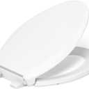 KOHLER 4636-RL-0 Cachet ReadyLatch Elongated Toilet Seat, Quiet-Close Lid, Contoured Seat, Grip-Tight Bumpers and Installation Hardware, White, 18.04"L x 14.18"W