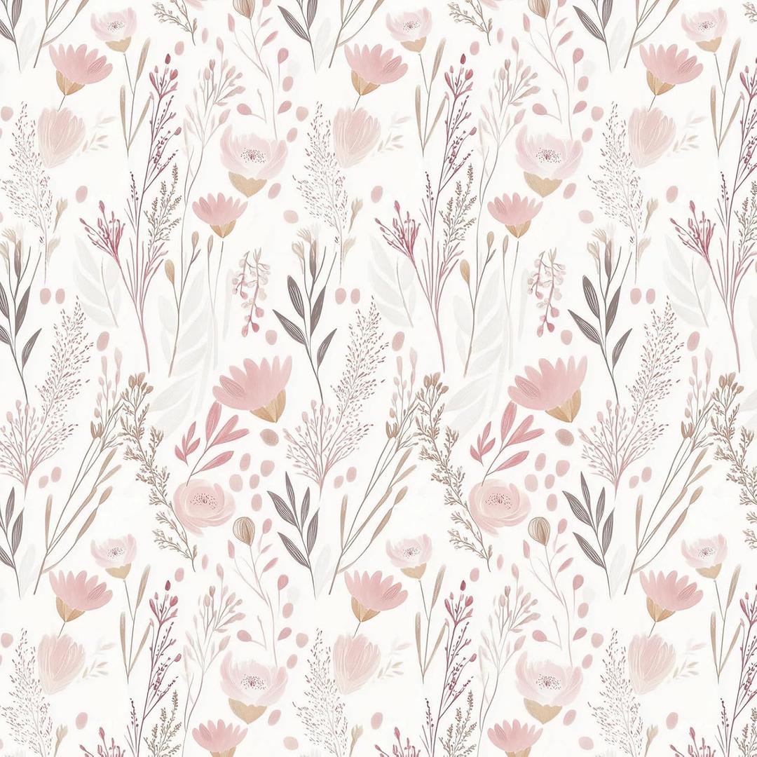SOON AFTER Floral Wallpaper Peel and Stick Pink Contact Paper Vintage Flowers Wall Paper Vinyl Self-Adhesive Removable Waterproof Wallpaper for Bedroom Bathroom Furniture Cabinets 17.3"x120"