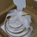 Tosnail Set of 2 Porcelain Cupcake Stand Ceramic Dessert Stand Tiered Serving Trays with Gold Rod, 3 Tiers and 2 Tiers Cake Stand Party Serving Trays Fruit Pastry Holders for Wedding and Party