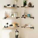 Floating Shelves for Wall, Shelves for Decor Storage Set of 6, Wall Mounted Wood Shelf for Bedroom, Living Room, Bathroom, Kitchen,Long Picture Ledge Shelves. (Brown), 15.7 Inches X 5.1 Inches X 1.7 Inches