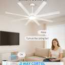 Minislak 72 Inch Ceiling Fan with Light,Industrial Ceiling Fan with 8 White Aluminum Blades,Smart Fan Compatible with Alexa,Garage Outdoor/Indoor Fan for Patio and Living Room