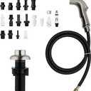 Houtingmaan Kitchen Sink Sprayer Replacement, Side Sprayer, Kitchen Sink Faucet Sprayer Hose, Sprayer Head Replacement, Sink Spray head,17 ADAPTERS, Sink Sprayer Brushed Nickel