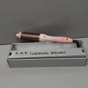 K&K 1.77 inch Volumizing Brush Heated Curling Ceramic Tourmaline Ionic Curling Iron Quick Heating Makes Hair Silky Smooth Dual Voltage Travel-Friendly Straightening Round Design (Pale pink, 1.77 Inch)