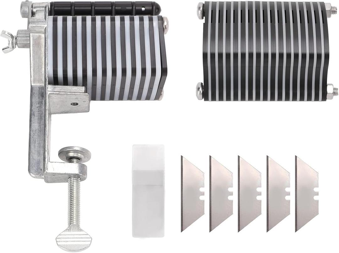 Leather Desk Lace Cutter, Iron Manual Feed Top Strip Belt Cutter, with Multiple Belt Cutters and 5 Blades, for Fringe Braiding Strip Belts Lace