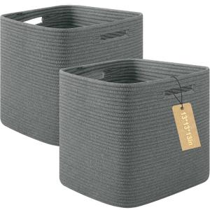 OIAHOMY Storage Cubes, 13 Inch Cube Storage Organizer, Collapsible Storage Bins, Baskets for Organizing, Storage Bins for Shelves-Dark Grey, 2-PACK