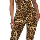 Hafailia Women's Cut out Bodycon Jumpsuit Sleeveless Mock Neck Catsuit | Stretch Lightweight Breathable Fabric, Sexy Cutout One Piece Outfits, High Waist Slim Fit, Cosplay Party Clubwear (Brown, XL)