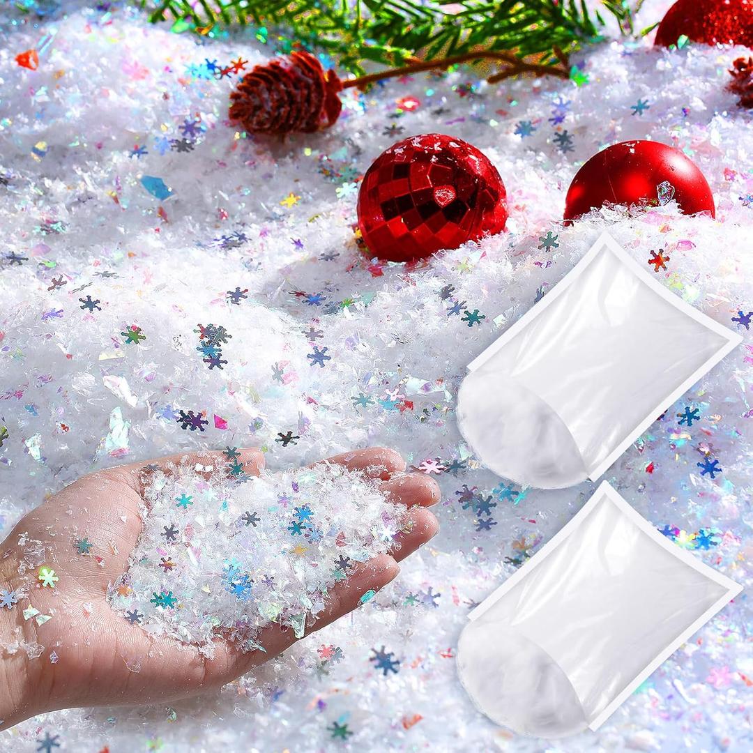 Shappy 22.2 oz Christmas Twinkles Snow Decoration Artificial Glitter Fake Snow Party PVC Confetti Decor Fluffy Stuffing Snowflake Covering for Winter Christmas Tree Party Supplies(AB Color)