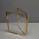 Sintuff 8" x 10'' Brass Double Picture Frame Clear Double Folding Hinged Frame Acrylic Memorial Photos Displayed Stand for Desktop Artwork Plants Specimen Graduation Christmas Gifts(Gold)