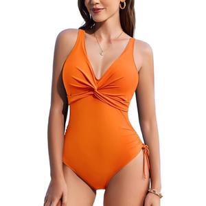 AI'MAGE Women's Tummy Control Swimsuits One Piece Bathing Suits Push Up Slimming Swimwear with Drawstring L