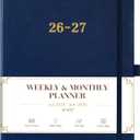 2026-2027 Planner - Planner 2026-2027, 8.5"x11", July 2026 - June 2027, Leather Calendar Weekly and Monthly Planner 26-27, Leather Hardcover, Pen Loop, Elastic Closure, Pocket - Navy