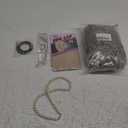 Cupohus Old Lady Costume Set Grandma Wig 100 Days of School Costume Madea Granny Glasses Eyeglass Chains Cords Faux Pearl Bead Necklace Old Lady Cosplay Set 5 Pieces (Light Gray Short Curly)