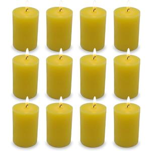12 Pack 2x3 Inch Citronella Pillar Candles for Outdoor Indoor, Unscented Column Candles for for Home Garden Patio Yard Balcony, Smokeless Dripless and Clean Burning Emergency Candle - Yellow