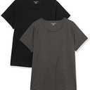 Amazon Essentials Women's Classic-Fit 100% Cotton Short-Sleeve Crewneck T-Shirt, Pack of 2 (XL, Black, Grey)