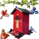 Squirrel Proof Bird Feeders for Outdoors, 6LB Metal Hanging Feeders, Large Wild Feeders for Cardinals, Chickadees, Durable Backyard Feeders (Red)