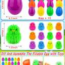 12 Pack Easter Eggs Filled LED Chick Duck Puffer Balls Easter Egg Fillers Toys, Light Up Stress Relief Fidget Toys Squeeze Ball Easter Basket Stuffers for Kids Boys Girls Easter Eggs Hunt Party Favors