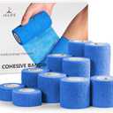 Self Adhesive Bandage Wrap Set, 10 Rolls, 1-4 Inch x 5 Yards, Elastic Cohesive Bandage Wrap, Vet Wrap, Ankle Tape, Tattoo Grip Tape Wrap, Athletic Tape - Blue