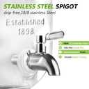 1 Gallon Drink Dispenser with Spigot 18/8 Stainless Steel Airtight & Leakproof Glass Sun Tea Jar with Anti-Rust Lids, Beverage Dispenser for Parties - Laundry Detergent Holder