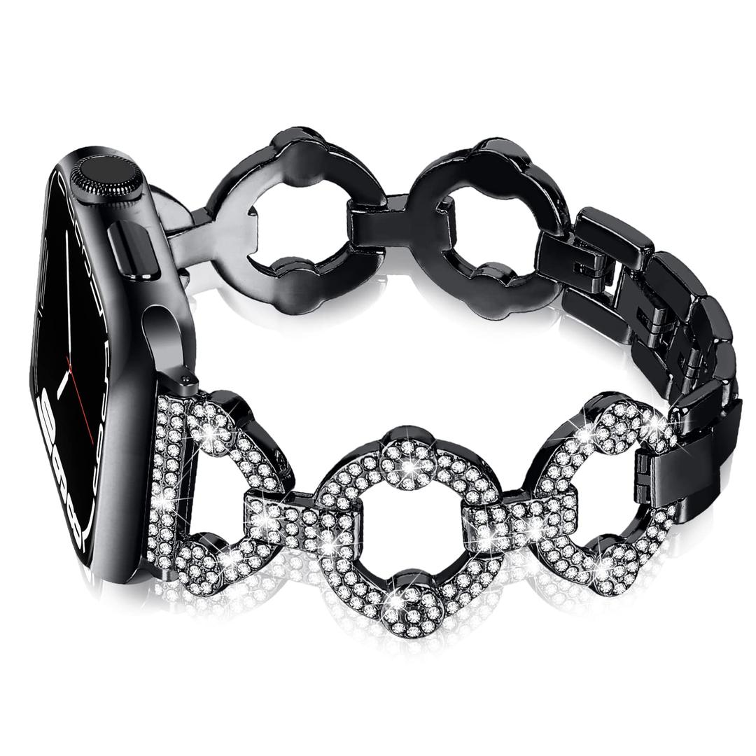 OULUCCI Bling Bands Compatible With Apple Watch Band Series 11 10 9 8 7 6 5 4 3 2 1 38mm 40mm 42mm 44mm 45mm 46mm Diamond Jewelry Metal O-Shape Elegant iwatch Bands For Women