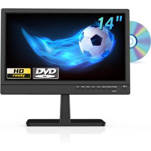 Feihe 14 Inch TV with DVD Player Built-in, HD Flat Screen Small TV DVD Player Combo with ATSC Tuner/HDMI/USB/AV/VGA Input, Suitable for Kitchen Bedroom RV Camper