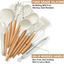 LIANYU 15 PCS Silicone Kitchen Utensils Set with Holder, Cooking Utensils set for Nonstick Cookware, Heat Resistant & Non Toxic Spatula Ladle Tong, White, Small