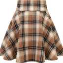 IDEALSANXUN Plaid Skirts for Women 2026 Fall Winter Cute Y2k High Waisted A Line Gothic Short Pleated Mini Skirt, Plaid Light Brown, M