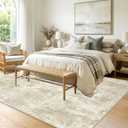 RELEANY Washable Area Rugs 5'x7' Non-Slip Modern Abstract Soft for Living Room Entryway Bedroom Nursery, Print Pattern, Beige Cream Brown