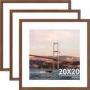 YESKAY 20x20 Picture Frame 3 Pack - Brown Poster Frame Display Pictures 16x16 with Mat or 20 x 20 Without Mat for Wall Hanging Horizontal and Vertical