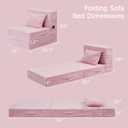 Folding Sofa Bed, 4 in 1 Convertible Sleeper Chair with Pillow, Single Memory Foam Fold Out Chair Bed, Modern Floor Futon Sofa Couch Mattress for Living Room/Guest/Apartment, Pink, Single 76x26x6 in
