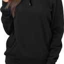 Samefar Womens Warm Cozy High Neck Long Sleeve Solid 1/4 Zip Pullover Sweatshirts with Pockets (Small, Black)