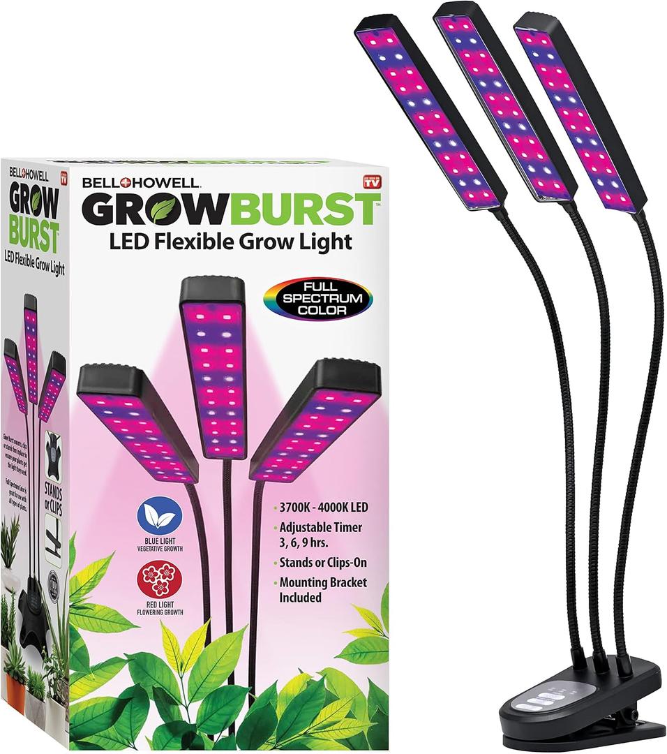 Bell+Howell Growburst 24 Indoor Plant Growing Lamp with 8 Brightness Settings, 3 Light Modes Including Full Spectrum UV Light As Seen On TV