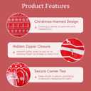 JSD Red Christmas Duvet Cover Set Queen Size, 3 Piece Snowflakes Reindeer Snowflakes Printed Microfiber Comforter Cover with Pillow Sham