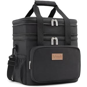 Lifewit Lunch Box for Men Women, Black, 12L/16Can, Insulated Soft Cooler Bag with Padded Shoulder Strap, Ideal for Work/Flight/Travel
