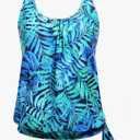 Yonique Womens Blouson Tankini Top Only Loose Fit Swim Top No Bottom Modest Swimsuit,XXL