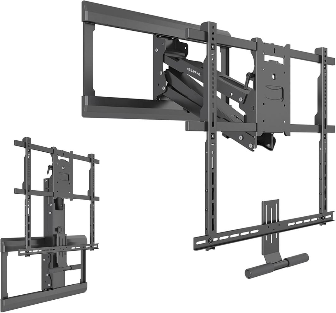Mount-It! Fireplace Mantel TV Wall Mount, Above Fireplace Drop Down TV Mount, Pull Down Mantle Mount with Spring Assist, Sizes 42-65 inches with VESA from 100x100 to 600x500, max 55 lbs Weight