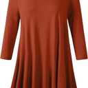 LARACE Tunics 3/4 Sleeve Plus Size Tops for Women V Neck Loose Fit Flowy Clothing for Leggings color: Wine Red, size: 1X