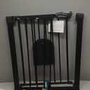 Babelio Auto Close Baby Gate with Cat Door, 29-43" Metal Gate for Doorway, Stairs, House, Easy Walk Thru with Pet Door, Includes 4 Wall Cups and 3 Extension Pieces, Black